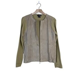 Willi Smith Womens M Tan Suede Zip Front Jacket